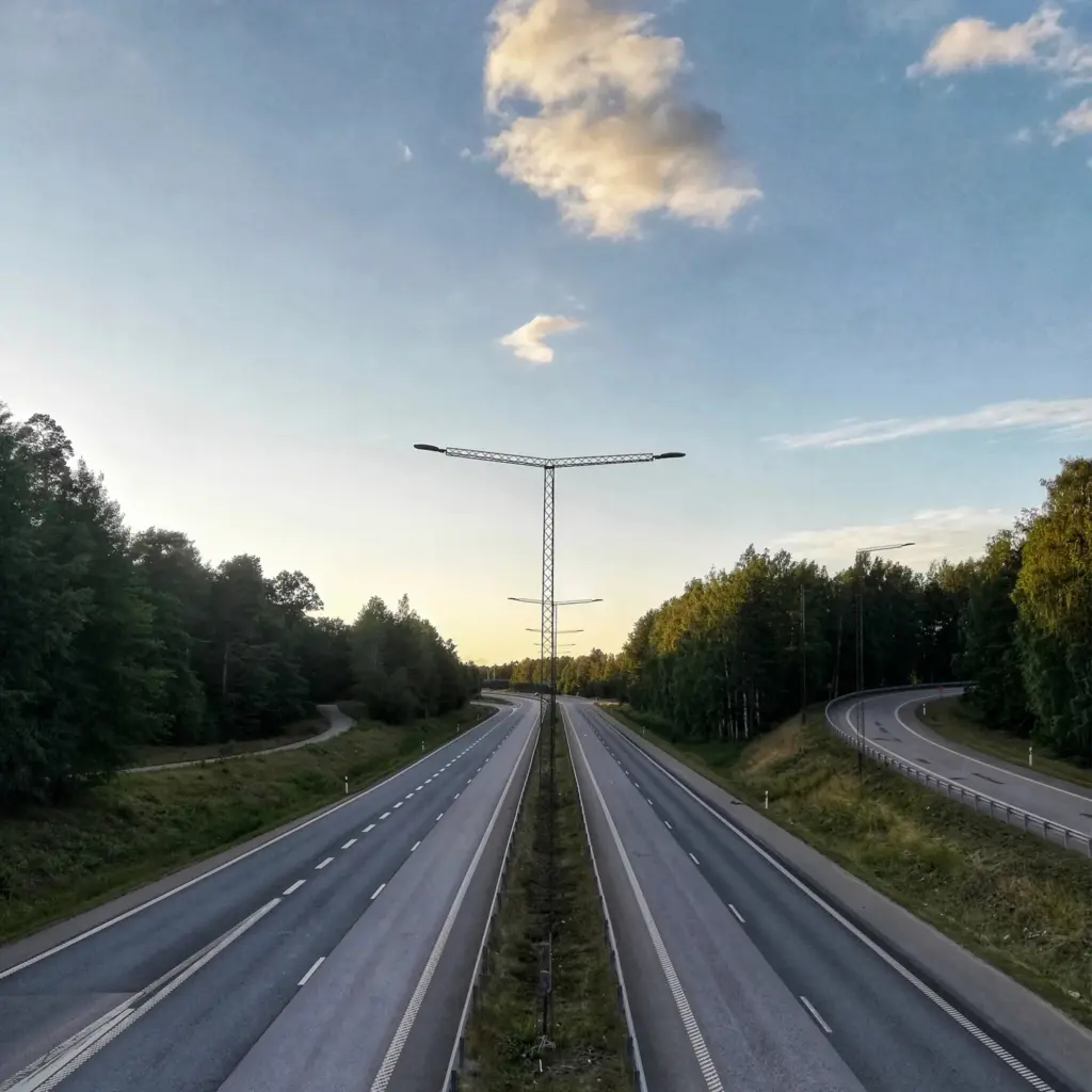 En bilväg i två filer.